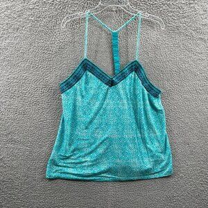 Maurices Womens Top 2 Blue Geometric Embroidered Sleeveless Tank Shirt Stretch‎